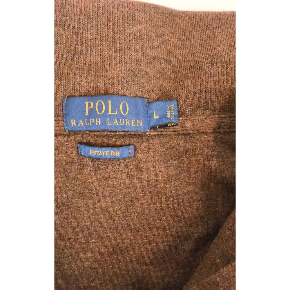 Polo Ralph Lauren 1/4 Zip Sweater Men's L Brown Heavyweight Knit Classic #W5414